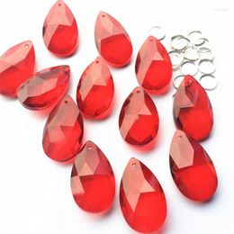 Chandelier Crystal 38mm 100 Pieces Red Pendants Teardrops Suncatcher Lamp Hanging Drops Glass Curtain Parts Decoration