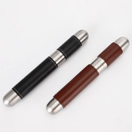Latest Smoking Portable Colourful Leather Protect Stainless Steel Cigar Storage Tube Seal Dry Herb Tobacco Cigarette Holder Container Bottle Stash Case