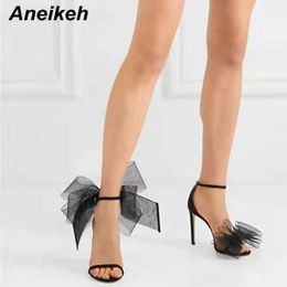 2024 Heels Aneikeh High Women Summer Sexy Silk Club Bow Fashion Sandals Ankle Strap ELEGANT Wedding Party Lady Shoes NEW T230208 10A1b 692F4