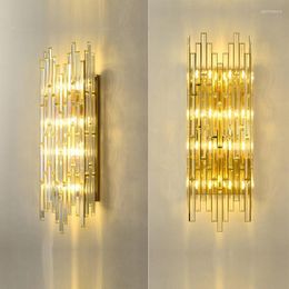 Wall Lamps El Led Fixture Living Room Large Crystal Light Foyer Tall Classical Shade Lamp Gold Indoor Sconce