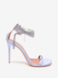 Amina Muaddi Sandals Best-quality Silk-satin Crystal-strap Georgia Fashion Shoes Sandals High Heel Chain