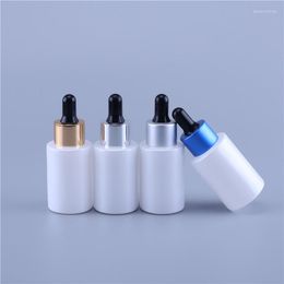 Storage Bottles 240pcs 30ml Flat Shoulder Pearl White Glass Essential Oil Dropper Bottle Drop Vials Cosmetic Containers