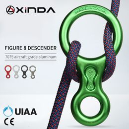 Cords Slings and Webbing XINDA Rock Climbing Carabiner 8Shape Ring Abseiling Device 35KN Descender Belay Rappelling Rescue Eight Ring Outdoor Descent Kit 230210