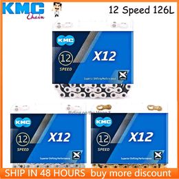 KMC X12 Road MTB Bike Silver Black Gold Original Bicycle 126 Links 12v 24v Chains with Magic Button for SHIMANO 0210