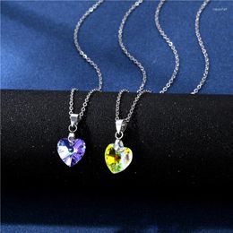 Pendant Necklaces Love Heart For Women Choker Clavicle Chains Party Jewellery Crystal Necklace Stainless Steel Stone