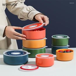 Dinnerware Sets Portable Office Worker Fresh-keeping Ceramic Bowl With Lid Special Sealed Lunch Box For Microwave Heating