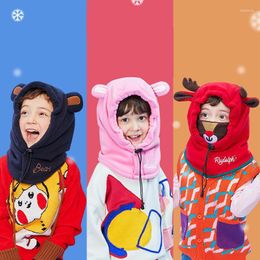 Hats Baby Hat Scarf For Boys Girls Fleece Winter Warm Cute Cartoon Children Pullover Hooded Infant Caps 6M-12Y Kids Set