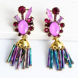 Dangle Earrings Colorful Rhinestone Tassel Boho Wholesale Crystal Stone Bohemian For Women 2023 Long Statement Ear Ring