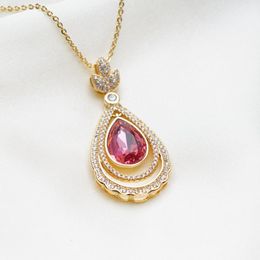 Pendant Necklaces Yunkingdom Fashion Jewelry Luxury Big Choker Red Crystal Gold Color Long For WomenPendant