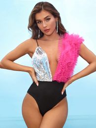 Women's Jumpsuits Rompers Bodysuit for Women Summer Libertine Outfit Bodycon Jumpsuit Sexy Festival Sequin Club Suit Party Sparkle Birthday Rave 230210