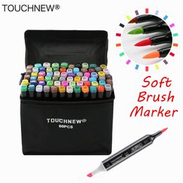 Markers TOUCH 122430406080 Soft Brush Markers Pen Set Sketch Brush Markers Alcohol Based Markers Manga Drawing Animation 230209