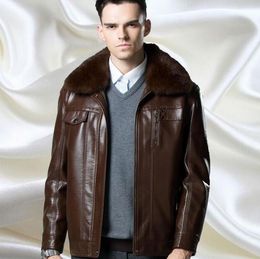 Men's Fur & Faux High Quality Mens Jackets Coats Casual Arrive Brand Motorcycle Leather Jacket Men Outerwear