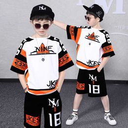 Clothing Sets Boys Sports Suit Summer Children Clothing Sets Letter T Shirt Pants 2Pcs Kids Clothes Tracksuit For Boys 4 6 8 10 12 14 Years W230210