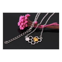 Pendant Necklaces Charm Necklace Sier Plated Chain Choker Prom Gift Girl Heart Honeycomb Bee Animal Drop Delivery Jewelry Pendants Dhoxh