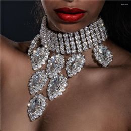 Chains INS Fashion White Large Crystal Pendant Necklace Ladies Exaggerated Super Shiny Jewellery Gift