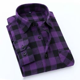 Men's Casual Shirts Quality Flannel Plaid Men Shirt Cotton Spring Autumn Casual Long Sleeve Dress Shirts Soft Comfort Slim Fit Button Down Clothes 230209