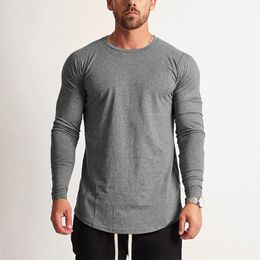 Men's T-Shirts Fashion long sleeve t shirt men Sporting T-shirt Men Fitness Men's solid o-neck Gyms Bodybuilding Tshirt homme 230210