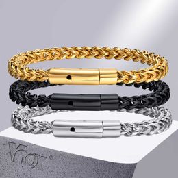 Link Chain Vnox 6MM Stainless Steel Wheat Curb Link Chain Bracelets for Men Male Wristband Jewellery G230208