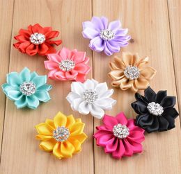 Decorative Flowers 40pcs/lot 5CM Chiffon Flower Fabric Rose Hair For Headband Craft Accessories LSFB068