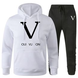 Moda outono inverno agasalhos masculinos feminino roupas de grife conjuntos moletom com capuz calça jaqueta moletom casual tech velo Louishoodies joggers moletom estampado