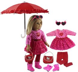 Dolls 1 Set Pink Dress Clothes for 18 American Bitty Baby Handmade Fashion Lovely X89 230209