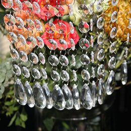 Other Festive Party Supplies 60 Strings of 17 5CM Acrylic Teardrop Crystal Pendant Transparent Garland Curtain Chandelier Wedding Decoration 230209