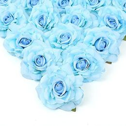 Decorative Flowers 20pcs 4.3" Faux Rose Header For DIY Matching Wedding Bouquet Baby Shower Flower Arrangement Holiday Party Home