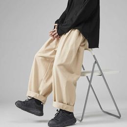 Men's Pants 2022 Casual Wied Leg Oversize Cotton Trousers Solid Colour Fashion Men Jogging Korean Streetwear Vintage 5XL Y2302