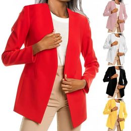 Women's Suits Women Casual Blazers Long Sleeve Solid Color Slim Fit Cardigan Autumn Winter No Button Open Front Office Suit Jacket Outerwear