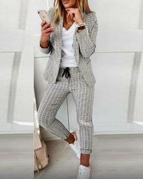 Womens Two Piece Pants For Women Set Tracksuit Full Sleeve Ruffles Blazers Pencil Suit Office Lady Outfits Ins Uniform 230209
