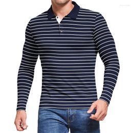 Men's Polos 2023 Spring Stripe Polo Shirt Long Sleeve Cotton Shirts For Men Summer Camisas De Hombre Fashion T-shirt Tops MY696