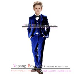 Clothing Sets Royal Blue Boys Suit Velvet Jacket Pant Vest 3 Piece Wedding Tuxedo Formal Kids Blazer Slim Fit Party Clothes W230210