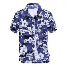 Men's T Shirts Mens Hawaiian Shirt Male Casual Camisa Masculina Print Beach Short Sleeve Men Clothes 2023 Summer Asian Size 5XL MY081