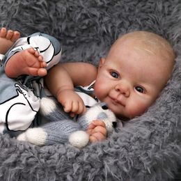 Dolls 19inch Already Finished Painted Reborn Doll Parts Cute Baby 3D Painting with Visible Veins Cloth Body Included 230210