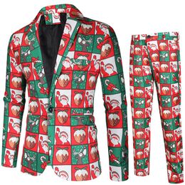 Mens Suits Blazers Fashion Party Coat Casual Slim Fit Blazer Buttons 3d Christmas Floral Print Painting Set #T2G 230209