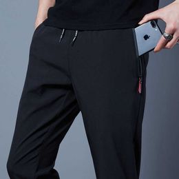 Men's Pants Summer Casual Ice Silk Thin Sports Elastic Straight Trousers Breathable Quick-drying Y2302