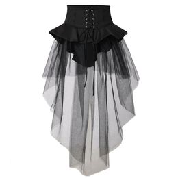 Theme Costume Women Gothic Punk Corset Skirt Irregular Cocktail Tulle Belt Skirts 230209