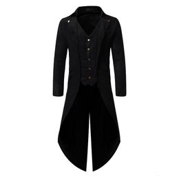 Mens Suits Blazers Steampunk Black Tailcoat Jacket Medieval Gothic Coat Men Pirate Viking Renaissance Formal Tuxedo Coats Costume Homme 230209