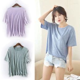 Women's T Shirts Women's Korean-Style Thin Slub Cotton Short Sleeve Shirt Loose And Undershirt Solid Colour Tops Tees