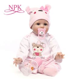 Dolls NPK 16" 40cm bebe realista reborn doll lifelike girl reborn babies silicone dolls toys for children xmas gift bonecas for kids 230210