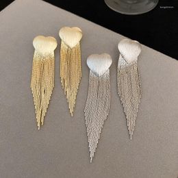 Dangle Earrings Trendy Metal Heart Long Tassel For Women Exaggerated Personality Design Gold Plated Drop Earring Party Jewelry 2023