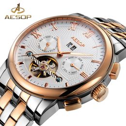 Aesop Watch Men Luxury Automatic Mechanical Watch 2019 Stainless Steel Wrist Gold Wristwatch Male Clock Men Relogio Masculino317Z