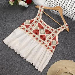 Women's Tanks Summer Woman Tank Top Sleeveless Lace Vest Floral Print Casual Patchwork Camisoles