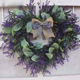 Decorative Flowers Large Lavender Wreath Flower Farmhouse Garland Front Door Wall Hanging For Wedding Home Decor