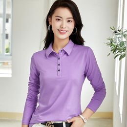 Women's Polos Polo Women Long Sleeve Cotton Shirt White Black Casual Tops Tees Spring Summer Female Clothing Sportswear Poleras Mujer
