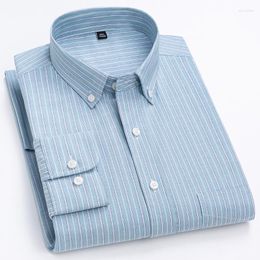 Men's Casual Shirts Pure Cotton Oversized Striped Plaid Shirt Men Long Sleeve Regular Fit High-grade Colour Business Retro Clothes
