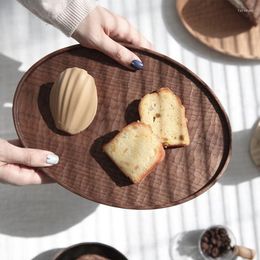 Plates Vintage Japan Style Dessert Plate Wooden Serving Tray Afternoon Tea Time Coffee Cake Round Desserts Organiser Platter