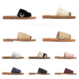 2023 designer sandals slipper Woody slippers for women Mules flat slides white black Light blue brown pink slipped womens summer indoor outdoor shoes eur35-42