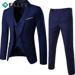 Mens Suits Blazers Male Slim Formal 3pcs Wedding Prom Suit Tuxedo Fit Business Work Wear Groom Jacketpantsvest 230209