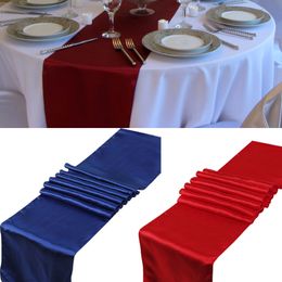 Table Runner 10PcsSet Satin Table Runner 30cm x 275cm For Wedding Party Event Banquet Home Table Decoration Supply Table Cover Accessories 230210